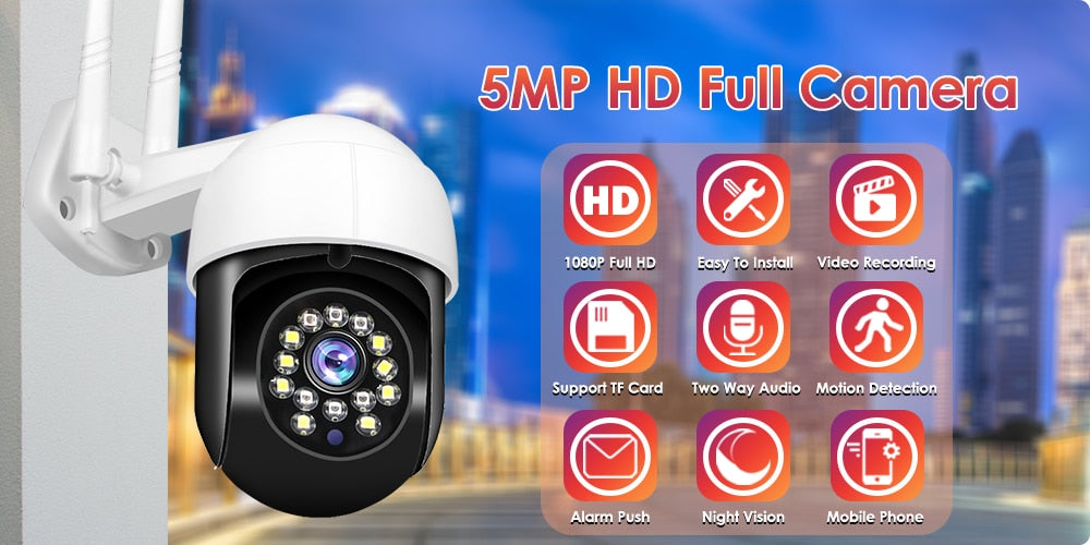 5MP IP Camera WiFi Surveillance Camera 1080P PTZ